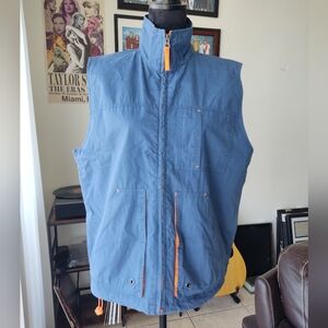 Vintage Old Navy Blue Vest with Orange Accents Size S